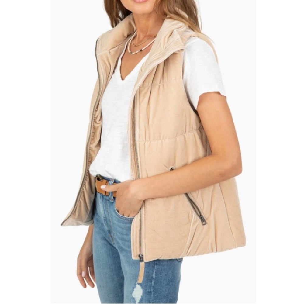 Dylan Chamois Luxe Washed Velvet Full Zip Soft Padded Puffer Vest